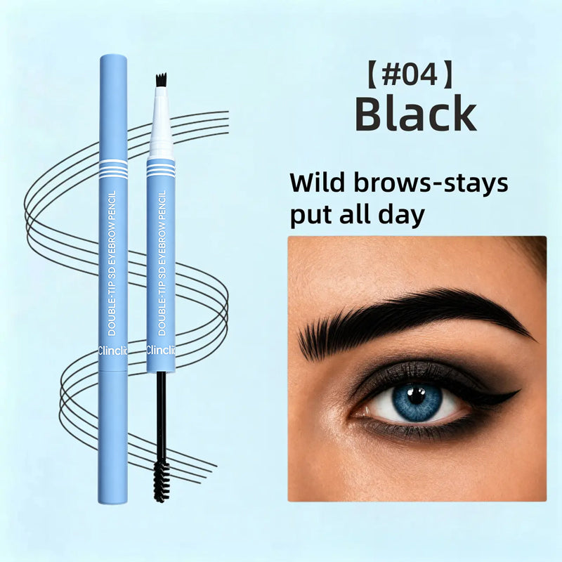 Waterproof 2-in-1 Micro-Fork Eyebrow Pen & Tinted Brow Gel – Natural Hair-Like Strokes with Shaping Brush