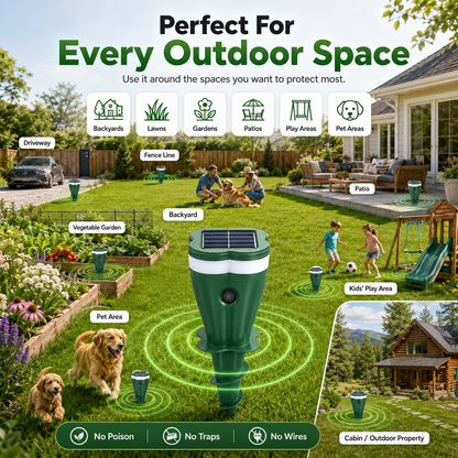 Solar Ultrasonic Outdoor Animal Repellent