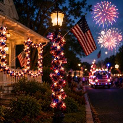 American Flag & Star Red White Blue Fairy Lights
