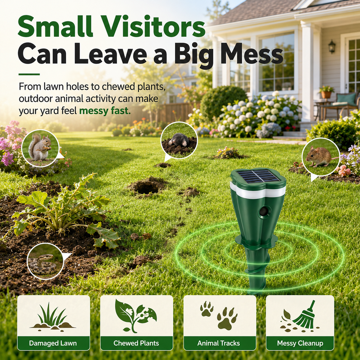 Solar Ultrasonic Outdoor Animal Repellent
