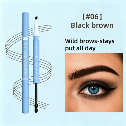 Waterproof 2-in-1 Micro-Fork Eyebrow Pen & Tinted Brow Gel – Natural Hair-Like Strokes with Shaping Brush