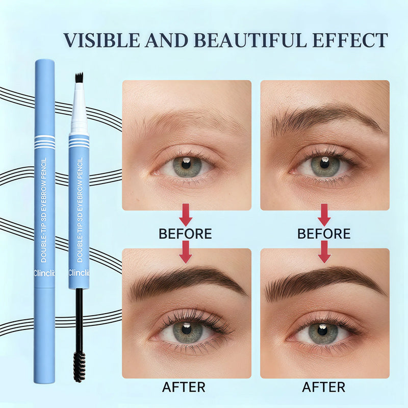 Waterproof 2-in-1 Micro-Fork Eyebrow Pen & Tinted Brow Gel – Natural Hair-Like Strokes with Shaping Brush