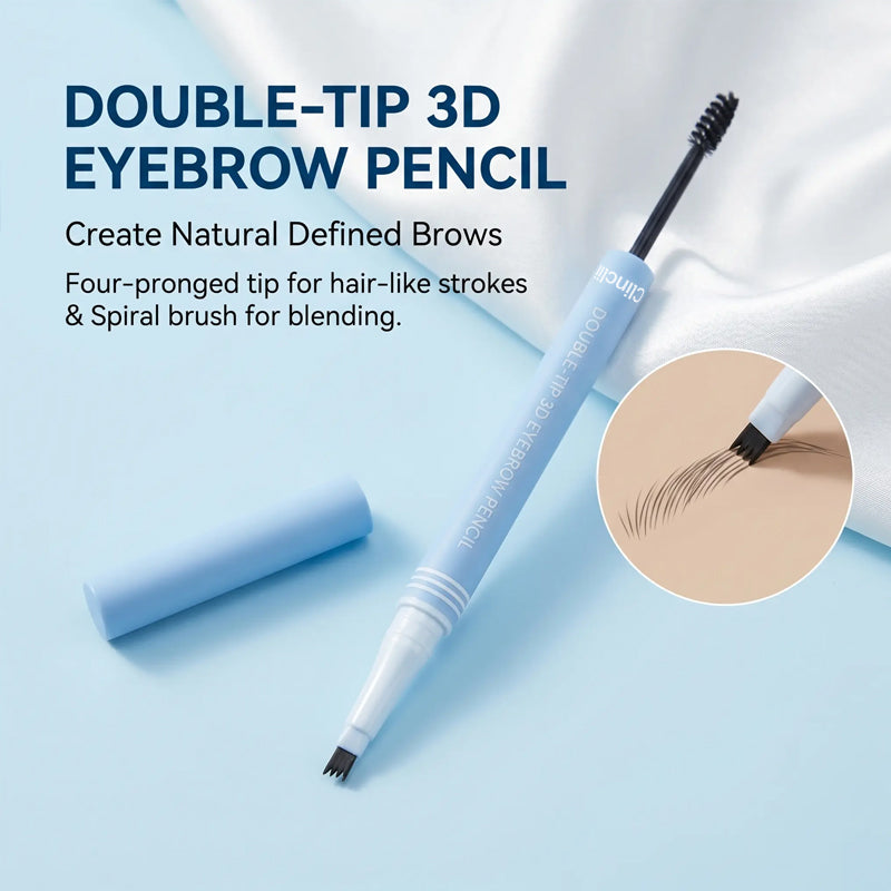Waterproof 2-in-1 Micro-Fork Eyebrow Pen & Tinted Brow Gel – Natural Hair-Like Strokes with Shaping Brush