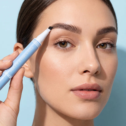 Waterproof 2-in-1 Micro-Fork Eyebrow Pen & Tinted Brow Gel – Natural Hair-Like Strokes with Shaping Brush