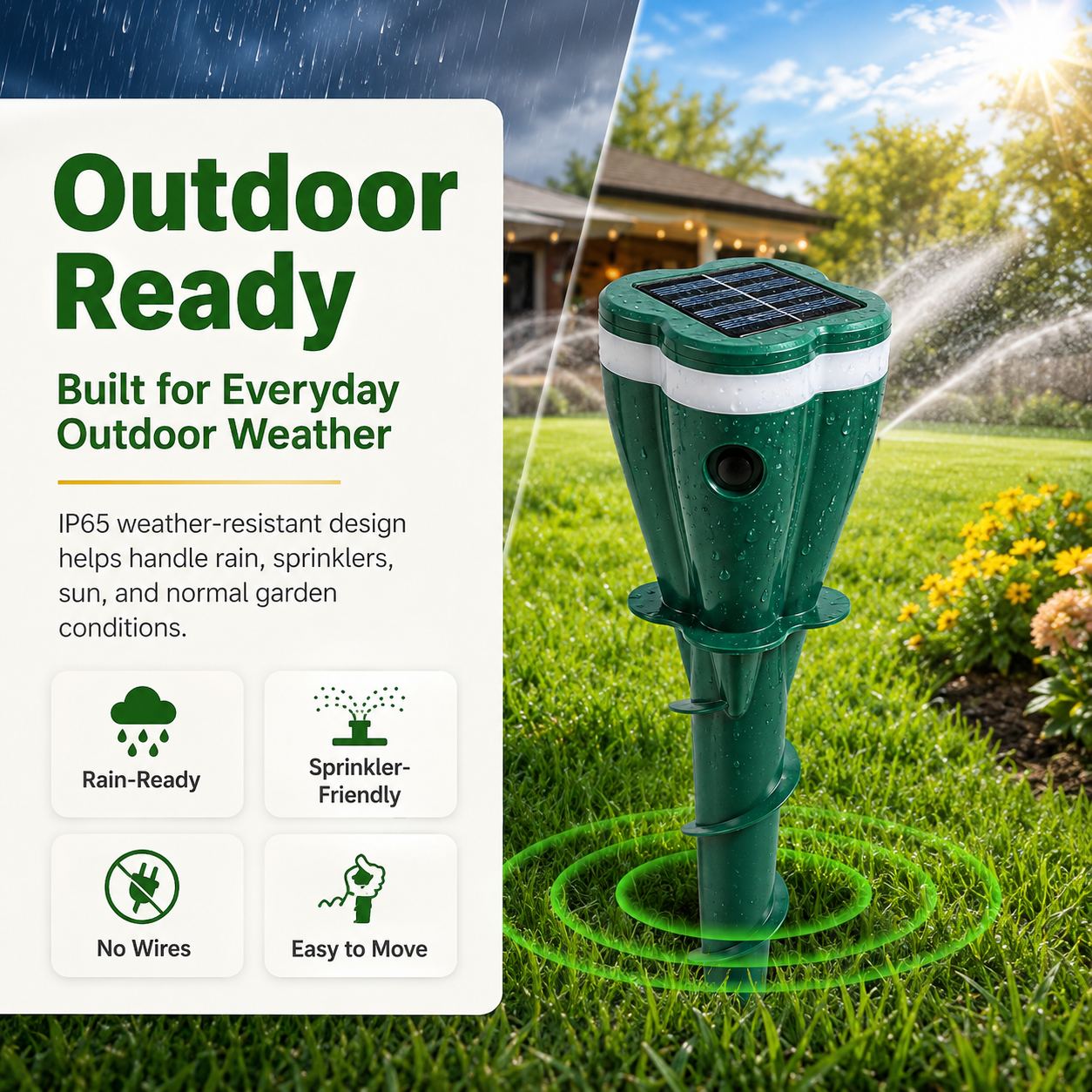 Solar Ultrasonic Outdoor Animal Repellent