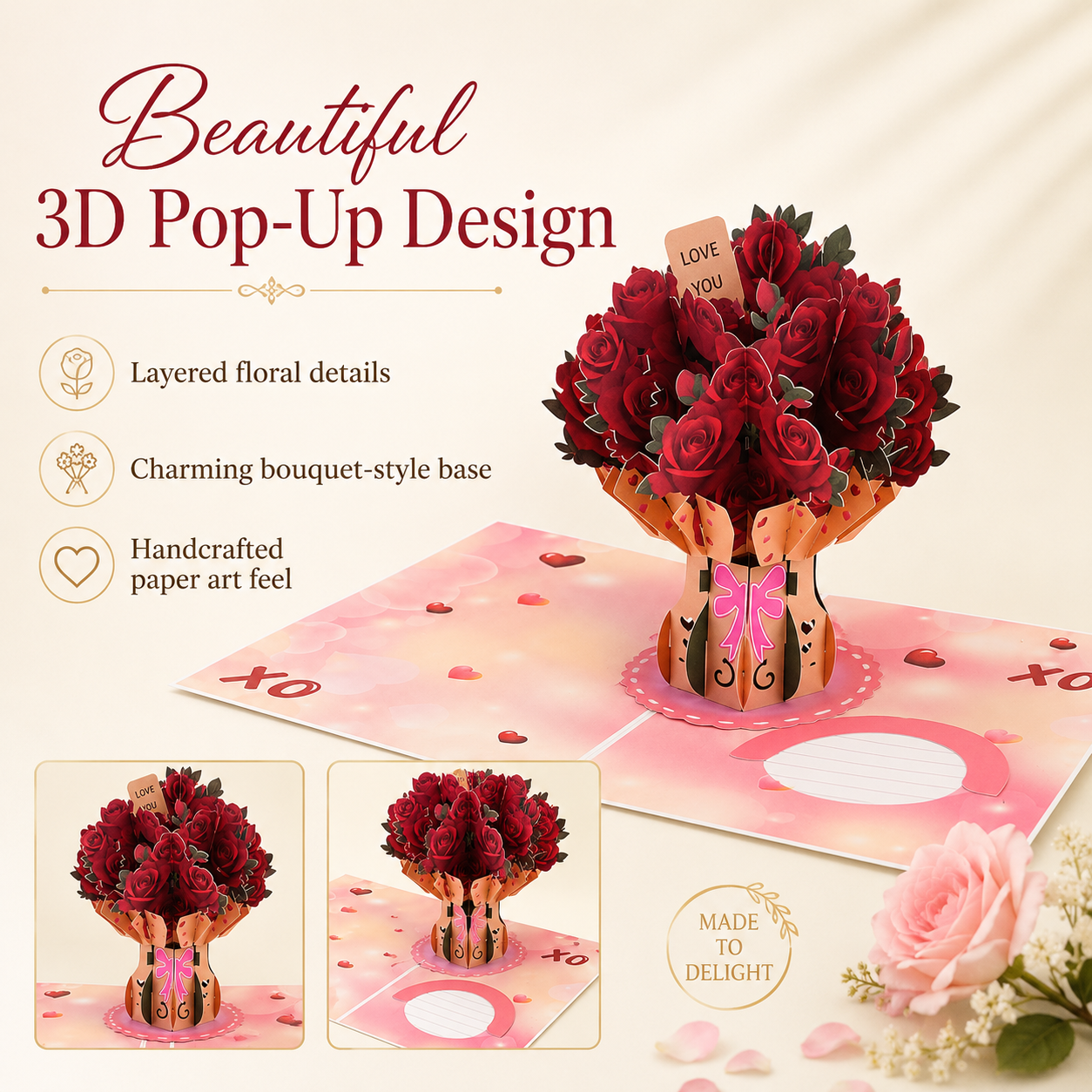 3D Pop-Up Flower Bouquet Greeting Card